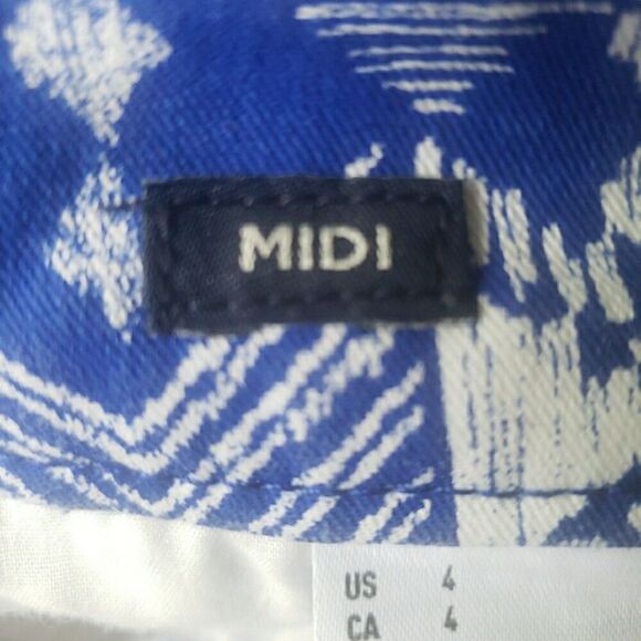 VTG American Eagle Shorts Women's Size 4 Cuffed Midi Stretch Blue Diamond Print - Picture 3 of 11